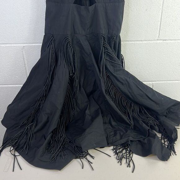 RTR Bibhu Mohapatra CollectiveCutout Fringe HIGH LOW Dress Sz 12 Black - Picture 6 of 9